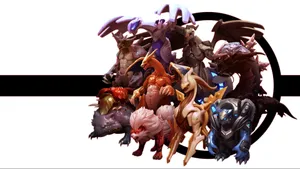 Realistic Art Lugia And Pokemon Creatures Wallpaper