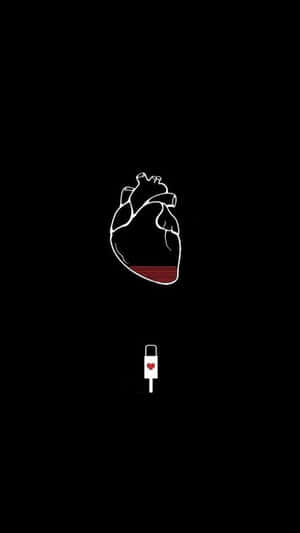 Realistic Drawing Black Heart Iphone Wallpaper