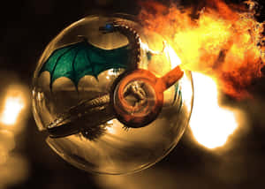 Realistic Epic Charizard In Glass Pokeball Wallpaper