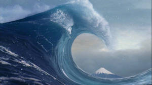 Realistic Japanese Wave Wallpaper