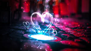 Really Cool Love Hearts In Rain Wallpaper