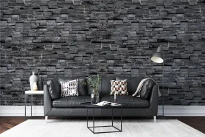 Receiving Area With Black Brick Wall Wallpaper