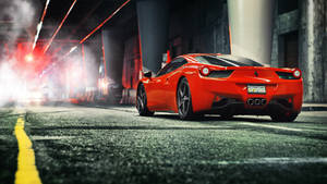 Red 1920x1080 Ferrari 458 Italia Under An Elevated Highway Wallpaper