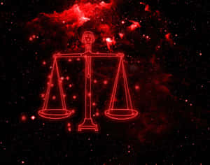 Red Aesthetic Cute Libra Zodiac Graphic Art Wallpaper