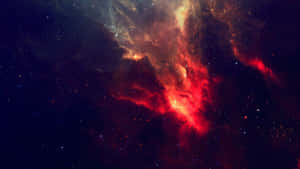 Red Aesthetic Laptop Yellow Red Nebula Wallpaper