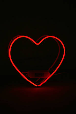 Red Aesthetic Neon Minimalist Heart Wallpaper