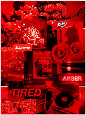 Red Aesthetic Tumblr Photo Compilation Roses Neon Signs Wallpaper
