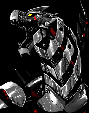 Red And Black Mechagodzilla 2021 Painting Wallpaper