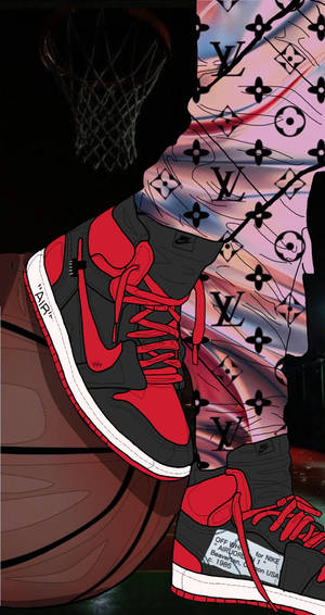 Red And Black Nike Jordan 1 Sneakers Wallpaper