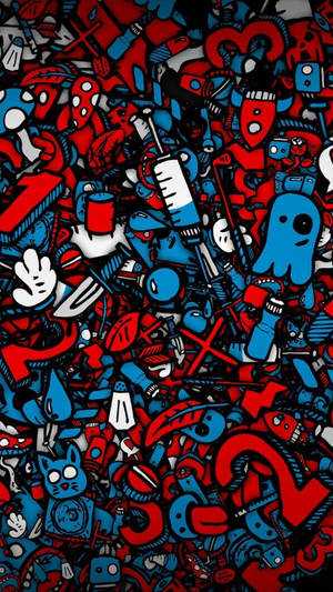 Red And Blue Abstract Wall Graffiti Iphone Wallpaper