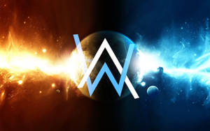 Red And Blue Alan Walker Emblem Wallpaper