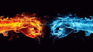 Red And Blue Fire Fist Wallpaper