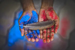 Red And Blue Glitter Wallpaper