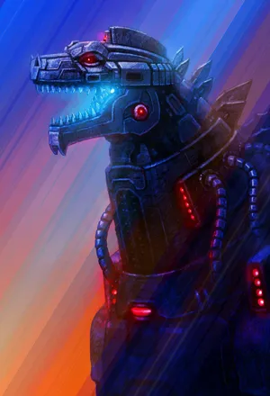 Red And Blue Mechagodzilla 2021 Drawing Wallpaper