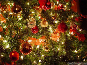 Red And Gold Christmas Tree Wallpaper