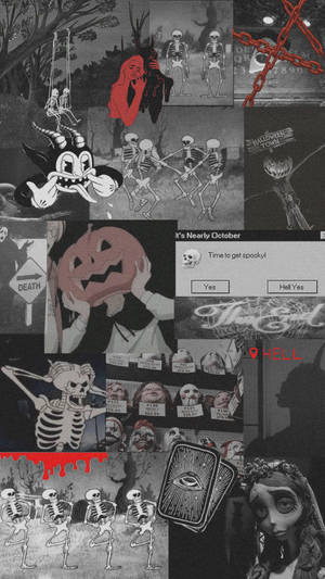 Red And Gray Halloween Grunge Wallpaper