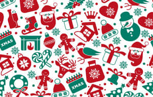 Red And Green Christmas Pattern Wallpaper