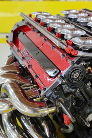 Red And Silver Ferrari Engine Wallpaper