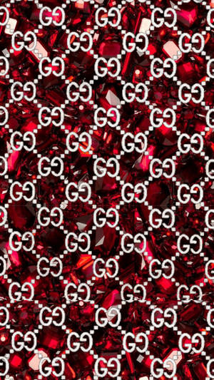 Red And White Gucci Pattern Wallpaper