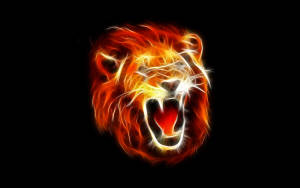 Red And White Lion Head Art Wallpaper