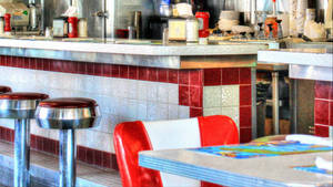 Red And White Tiles 50s Diner Wallpaper