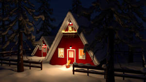 Red Animated Winter House Wallpaper
