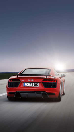 Red Audi Car By Road Iphone Wallpaper