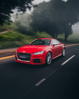 Red Audi Car On The Road Wallpaper