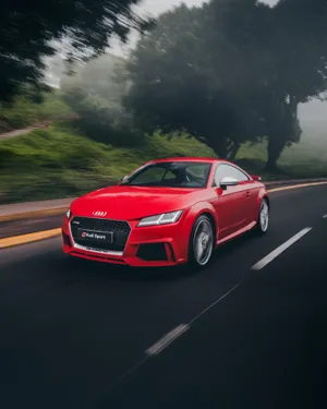 Red Audi Car On The Road Wallpaper
