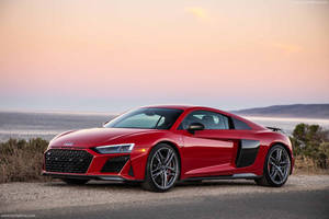 Red Audi R8 By The Sea Wallpaper