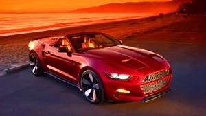 Red Beach Mustang Wallpaper