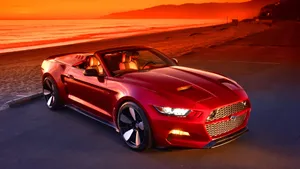 Red Beach Mustang Wallpaper