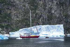 Red Boat And Greenland Ice Berg Wallpaper