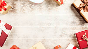 Red Box Christmas Present Photography Wallpaper