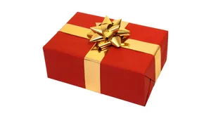 Red Box Gold Ribbon Holiday Gift Wallpaper