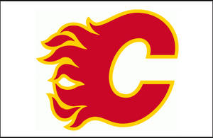 Red Calgary Flames Logo In White Wallpaper