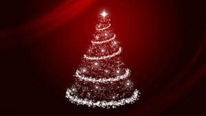 Red Christmas Background Glowing Tree Wallpaper