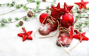 Red Christmas Boots Wallpaper
