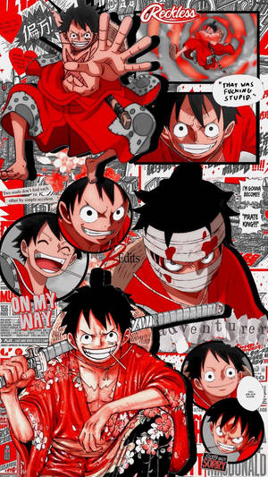 Red Collage One Piece Iphone Wallpaper