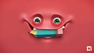 Red Creature With Pencil Tumblr Desktop Wallpaper