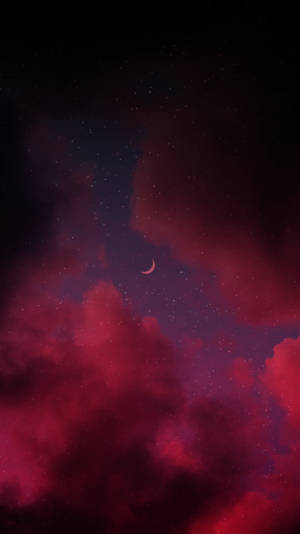 Red Crescent Luna Starry Night Wallpaper