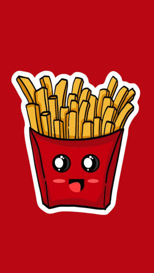 Red Cute French Fries Wallpaper