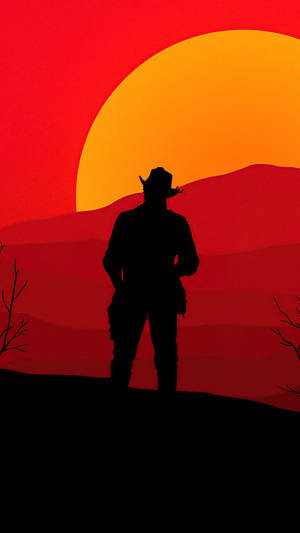 Red Dead Redemption Ii Phone Arthur Mountain Silhouette Wallpaper
