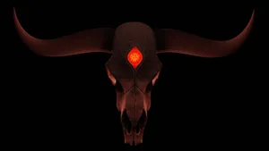 Red Diamond On A Bull Skull Wallpaper