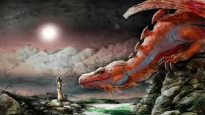 Red Dragon And Girl Wallpaper