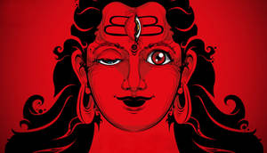 Red Drawing Of Lord Shiva 8k Wallpaper