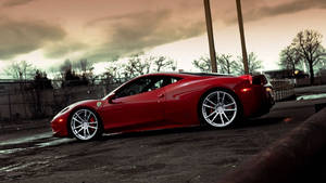 Red Ferrari Side View Wallpaper