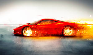 Red Fire Car Ferrari Wallpaper