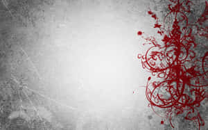 Red Flourish On Grunge Grey Desktop Wallpaper
