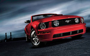 Red Ford Mustang Hd Dark Sky Wallpaper